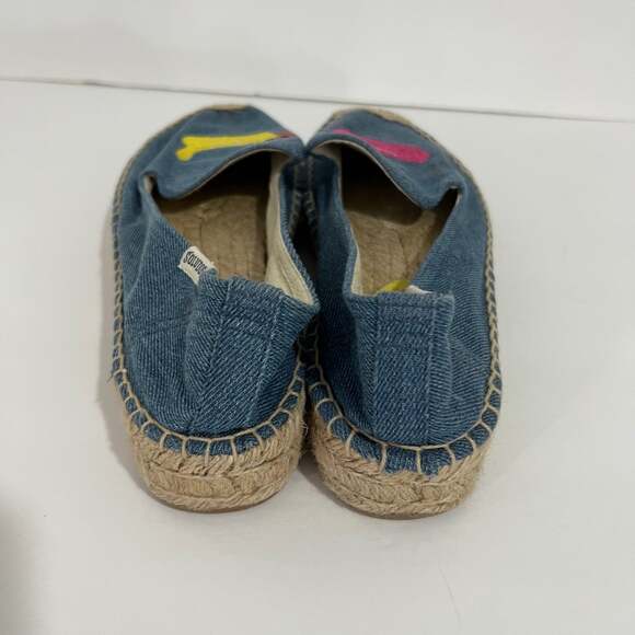 Mary Matson × Soludos Denim Embroidered Flamingo Duck Espadrilles Size 8 - Picture 6 of 10